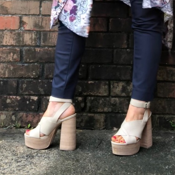 Shellys London Shoes - 5/$20!!!🥠 Cream Shellys London Ankle Strap Platforms